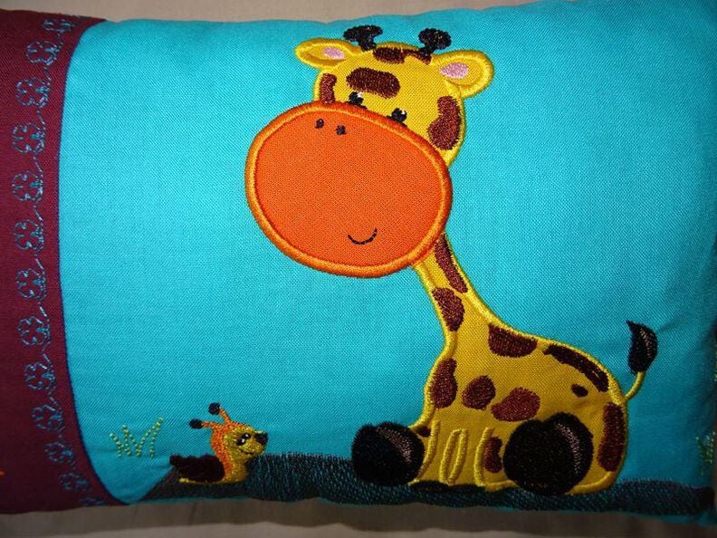 Stickdatei Giraffe + Schnecke Kissen / L&auml;tzchen SET ITH image number 7