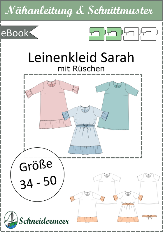 Sarah – weites Kleid mit Rüschen und Gürtel BU 80-116, A4+A0 image number 9