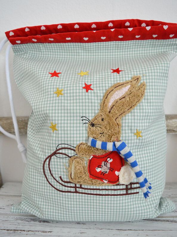 Stickdatei Hase auf Schlitten 2er SET 13x18cm image number 1