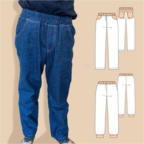 Toni Kinderhose mit Gummizug und Taschen Gr. 98-164, A4+A0