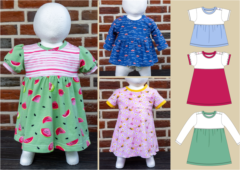 Chrissy – Baby Kleid Shirt mit Puffärmeln Gr. 56-98, A4+A0 image number 10
