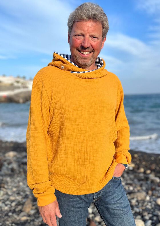 Musselin Hoodie Sweater Musling Herren Gr. 40-60, Leinen image number 3