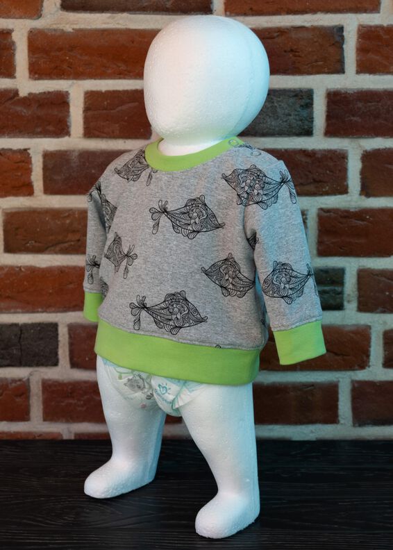 Baby Pullover „Jojo“ Knopfleiste und Bündchen Gr 56-98 A4+A1 image number 2