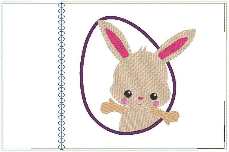 Hase cute Häschen im Ei inkl. Kissen ITH Stickdatei Ostern image number 6