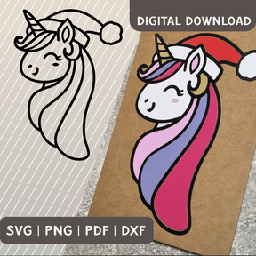 Plotterdatei Einhorn Weihanchten - 2 Varianten SVG PNG DXF