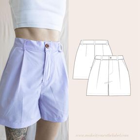 Kurze High Waist Stoffhose  