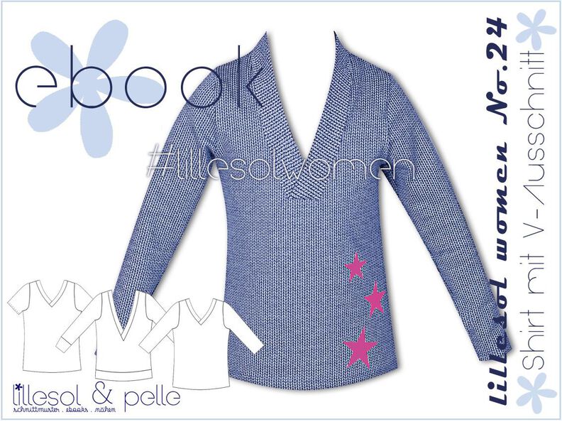 Ebook / Nähanleitung Damen Shirt mit V-Ausschnitt image number 1