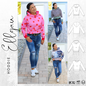 Hoodie ELLGAU Gr. 34-56 + Video Ebook Schnittmuster