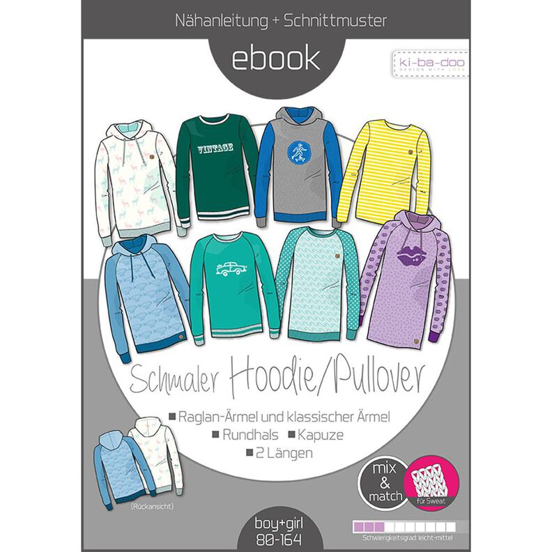 Ebook/Nähanleitung Mix&Match Hoodie Kids Gr. 80 - 164 image number 1