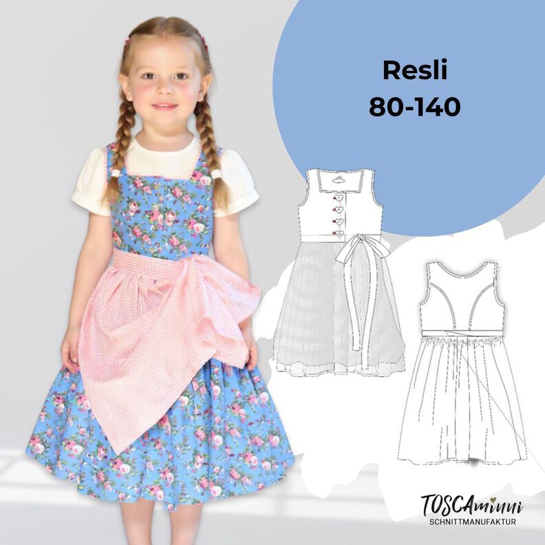 Kinderdirndl Resli 1 Gr. 80 -140 Schnittmuster A4/A0-Datei image number 7