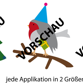 Weihnachtspulli Applikationen Tannenbaum Rotkehlchen