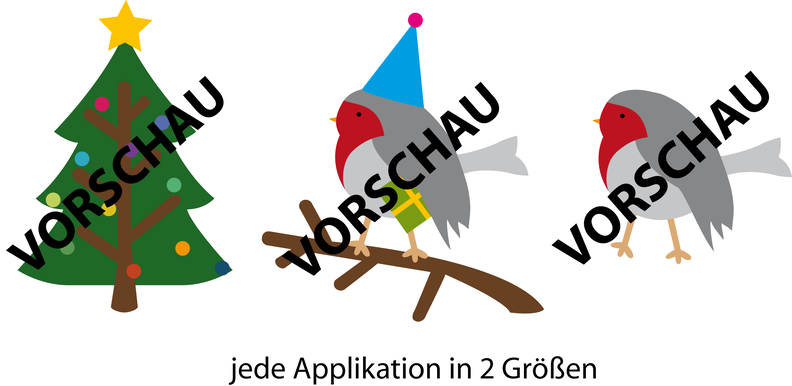 Weihnachtspulli Applikationen Tannenbaum Rotkehlchen image number 2