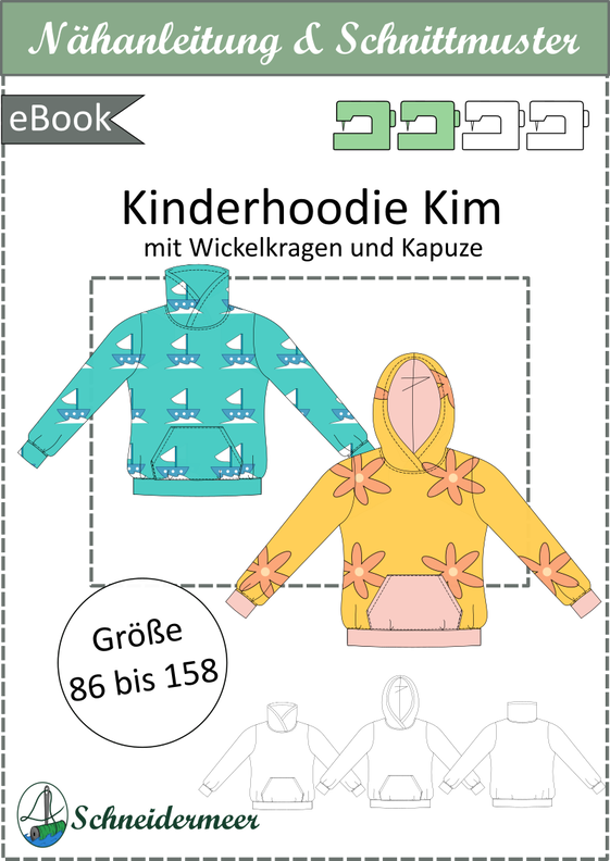Kinderhoodie Kim – Kapuze oder Kragen, Gr. 86-158, A4+A0 image number 6
