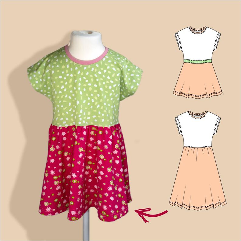 Sommerkleid und Shirt „Evina“ für Kinder Gr. 92-164, A4+A0 image number 1