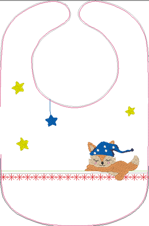 Stickdatei - Fuchs auf dem Mond Kissen und Lätzchen SET ITH image number 10
