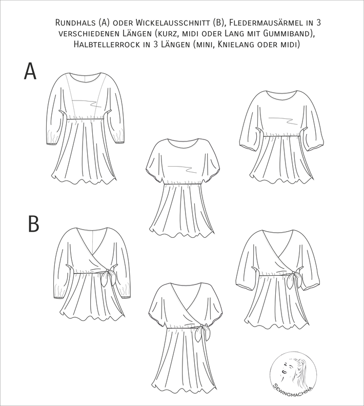 Fledermausärmel-Kleid Bernd, PDF Schnittmuster, E-Book image number 7