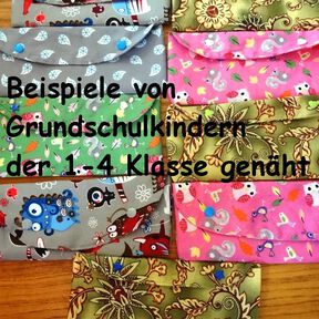 E-Book schnelle Tasche 2 F&auml;cher mit 2 N&auml;hten Handy Stifte