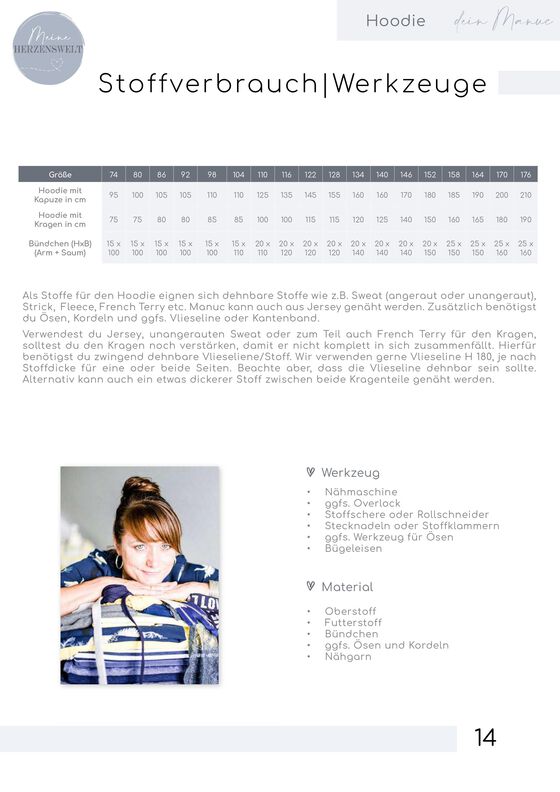 Hoodie Kinder Schnittmuster Gr. 74-176 - MANUC #130 image number 5