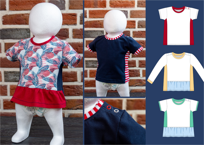 Lia – Baby Shirt mit Rüsche und Knopfleiste Gr. 56-98, A4+A0 image number 9