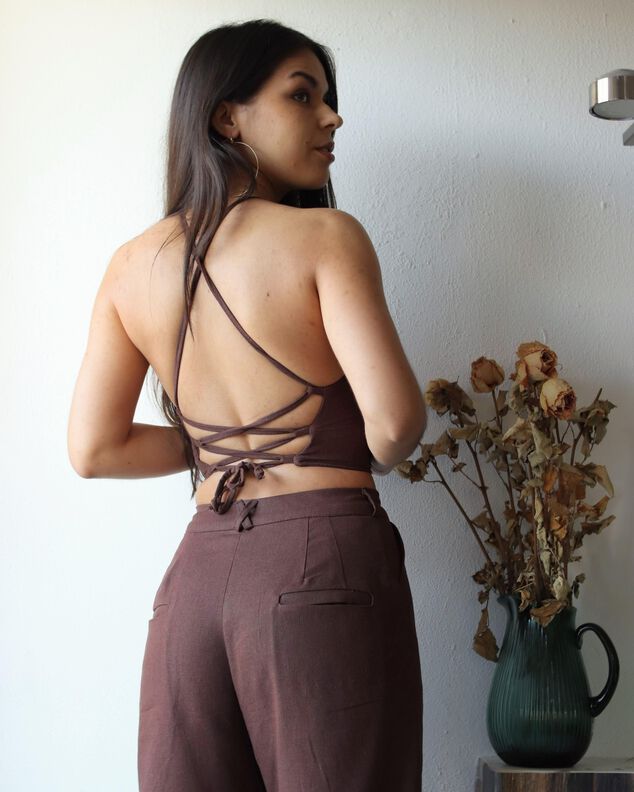 Tonatiuh Kleid und Top mit geschnürtem Rücken und Raffrock image number 6