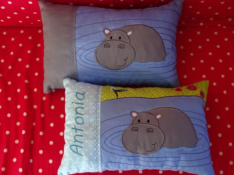 Nilpferd im Wasser inkl. Kissen ITH Stickdatei image number 3