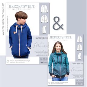 Sweatjacke Kinder & Damen - Gr. 74-176 & Gr. 32-58 - MANUC