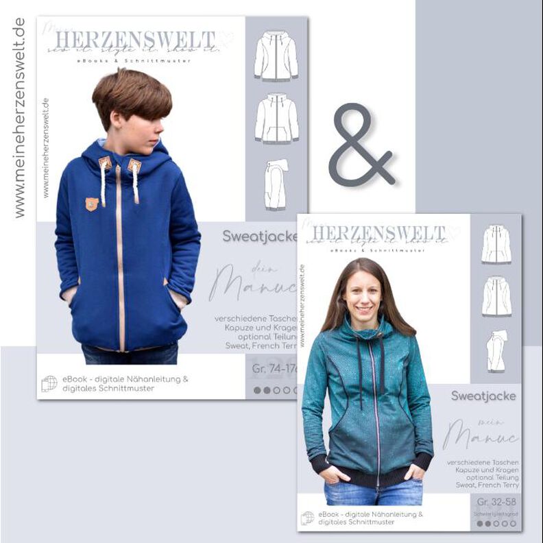 Sweatjacke Kinder & Damen - Gr. 74-176 & Gr. 32-58 - MANUC image number 1