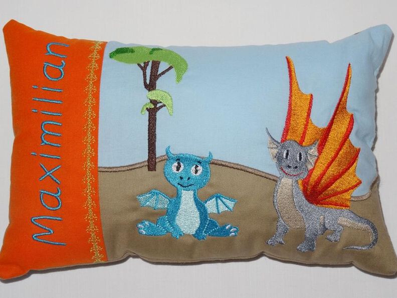 Drachen Kissen ITH Stickdatei image number 6