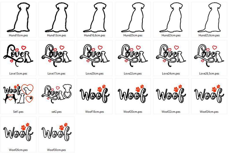 Hunde Liebe Silhouette f&uuml;r Stoffapplikation Stickdatei Herz image number 10