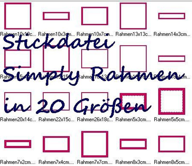 Simply Rechteck Rahmen Stickdatei in 20 Größen image number 1