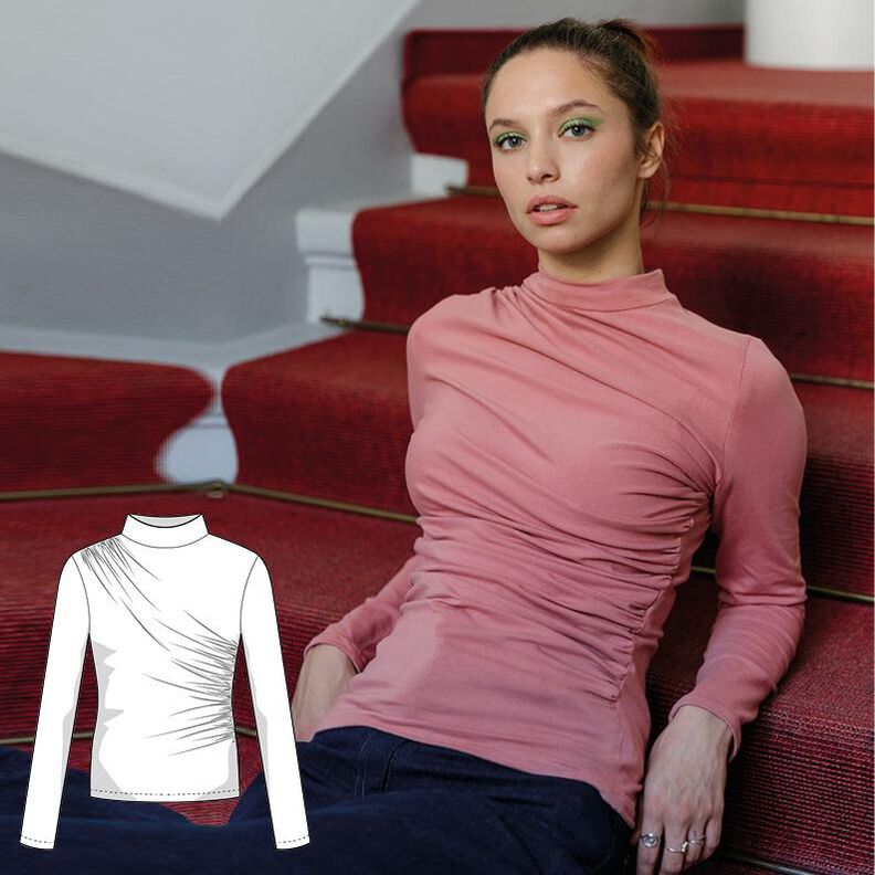 Gerafftes Longsleeve Schnittmuster Damen XS-XXXL image number 1