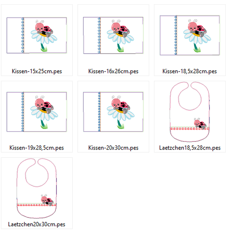 Stickdatei Marienkäfer Blume Kissen Lätzchen SET ITH image number 8