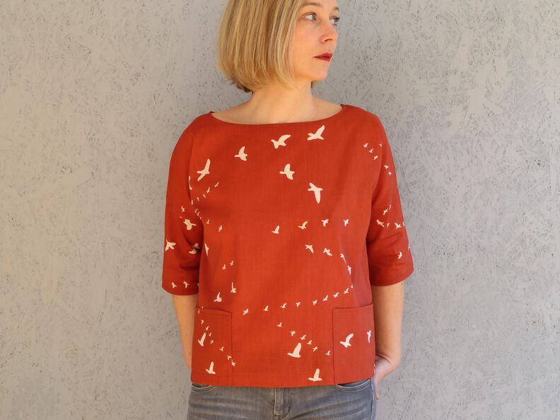 FRAU AIKO kurze Bluse mit Taschen & 3/4-Ärmeln - XXS-L image number 2