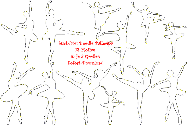 Stickdatei Tänzerin Ballerina Doodle Ballett image number 2