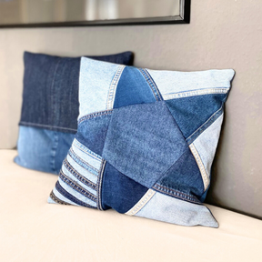 Sternen-Kissen nähen mit Hotelverschluß, Jeans Upcycling 