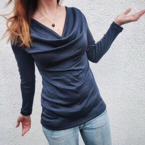 WasserfallLangarmShirt/Kleid Zazu 30-50 für dehnbare Stoffe