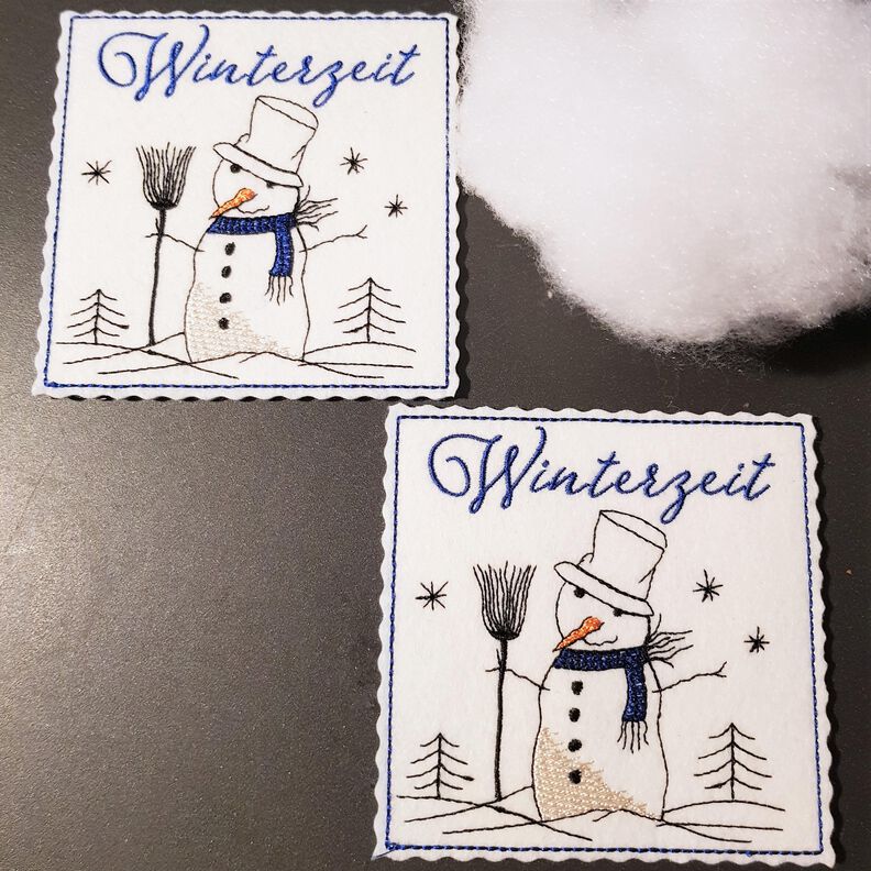 Stickdatei Schneemann ITH Untersetzer Mugrug 10x10cm image number 3