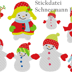 Schneemann Familie Stickdatei