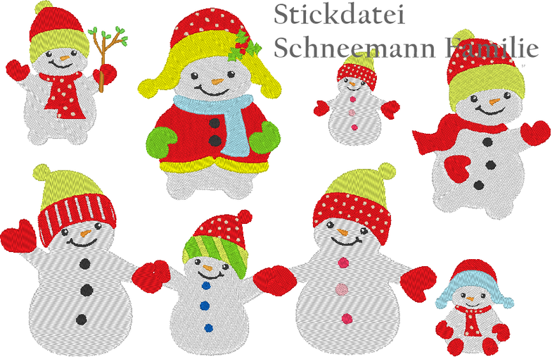 Schneemann Familie Stickdatei image number 1
