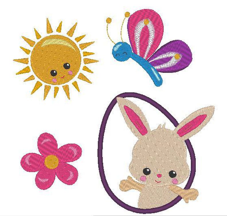 Hase cute Häschen im Ei inkl. Kissen ITH Stickdatei Ostern image number 3