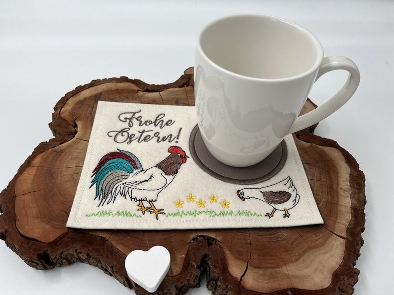 Stickdatei Mugrug Untersetzer Ostern Hahn Huhn image number 2