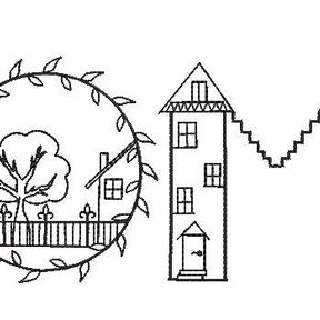 Stickdatei Home Schriftzug mit H&auml;user