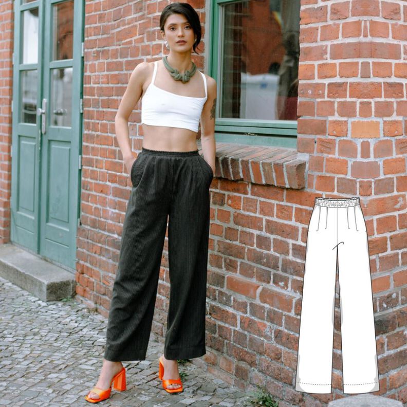 Stoffhose mit Gummiband Schnitt mit Videoanleitung,  XS-XXXL image number 1