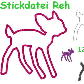 Stickdatei Reh Rehkitz Doodle + Appli