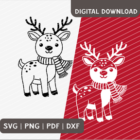Plotterdatei Rentier / Reh Winter - 2 Varianten SVG PNG DXF