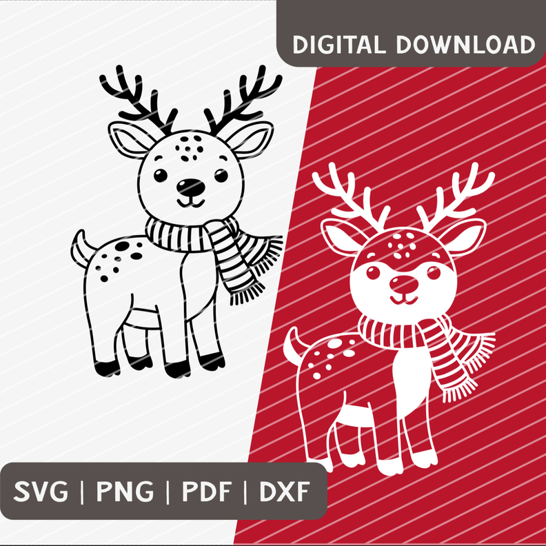 Plotterdatei Rentier / Reh Winter - 2 Varianten SVG PNG DXF image number 1