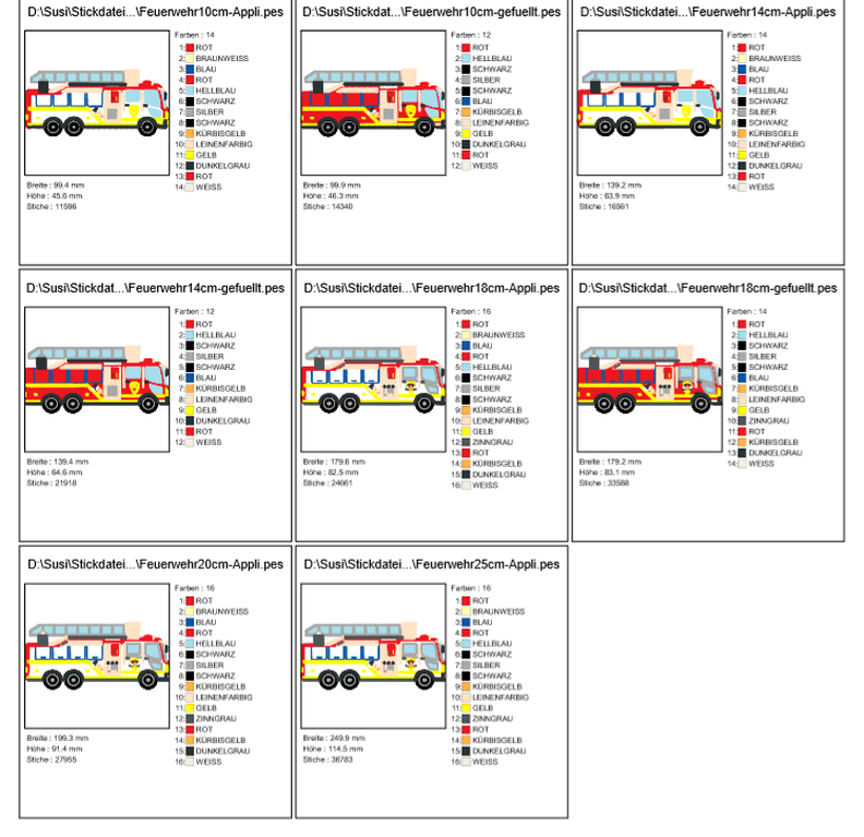 Feuerwehr Stickdatei Feuerwehrauto image number 3