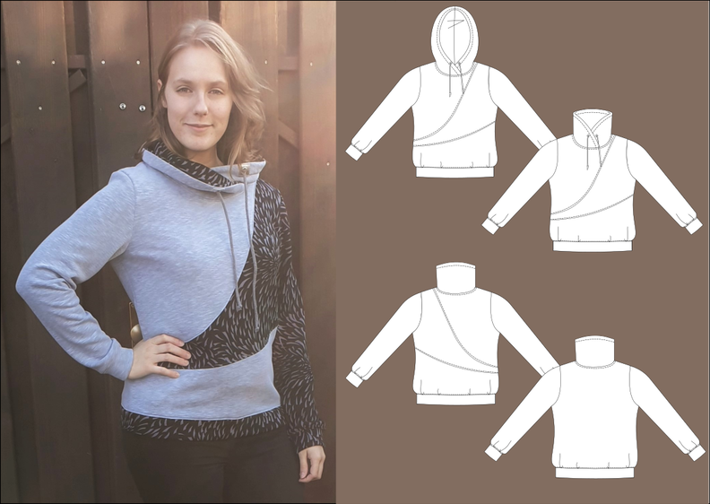 Lara Hoodie mit Wellenmuster, Kapuze, Kragen BU 80-116 A4+A0 image number 9