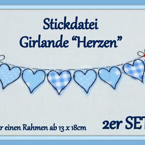 Stickdatei Herzgirlande Herzen 13x18cm