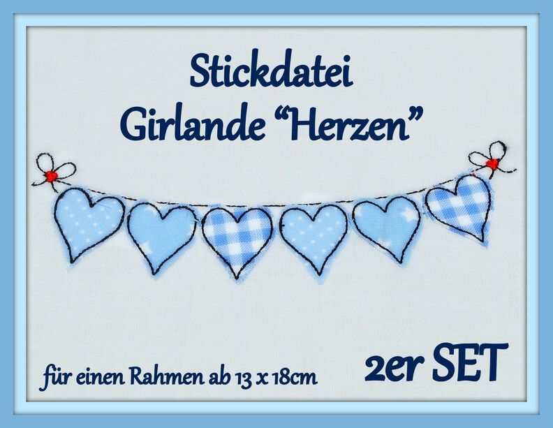 Stickdatei Herzgirlande Herzen 13x18cm image number 1